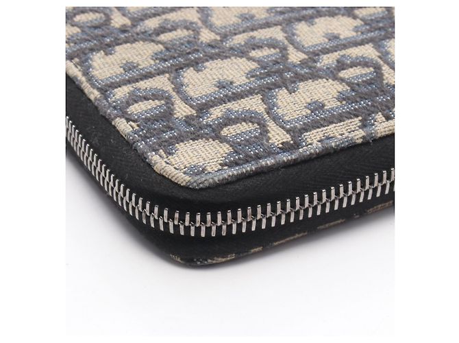 Cartera bi-fold Christian Dior Dior Oblique Beige Azul marino - vista 10