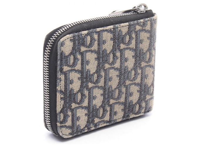 Cartera bi-fold Christian Dior Dior Oblique Beige Azul marino - vista 2