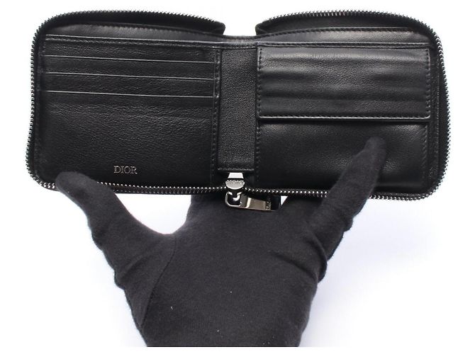 Cartera bi-fold Christian Dior Dior Oblique Beige Azul marino - vista 3
