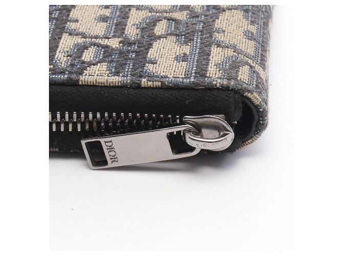 Cartera bi-fold Christian Dior Dior Oblique Beige Azul marino - vista 7