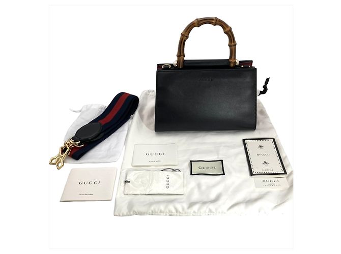 Bamboo Borsa a mano Gucci Nymphaea con manico in bambù Nero - vista 15