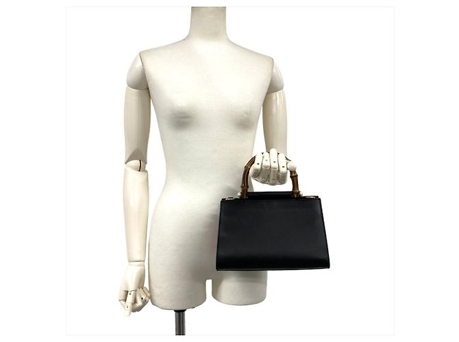 Bamboo Borsa a mano Gucci Nymphaea con manico in bambù Nero - vista 16