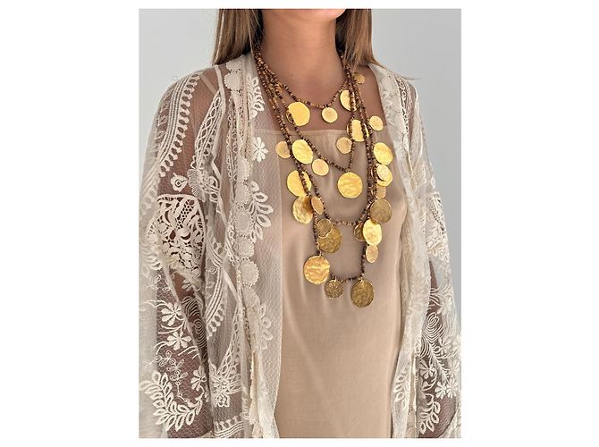 Kenneth Jay Lane Collana a monete multi-filo con perline color oro D'oro - vista 2