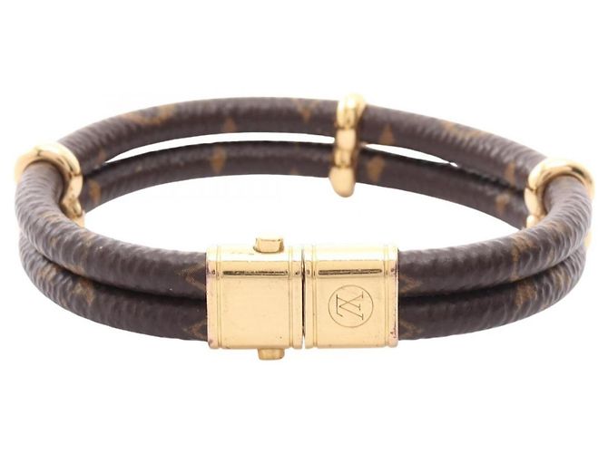 Bracelete Louis Vuitton Keep It Twice Monogram Marrom Dourado - vista 2