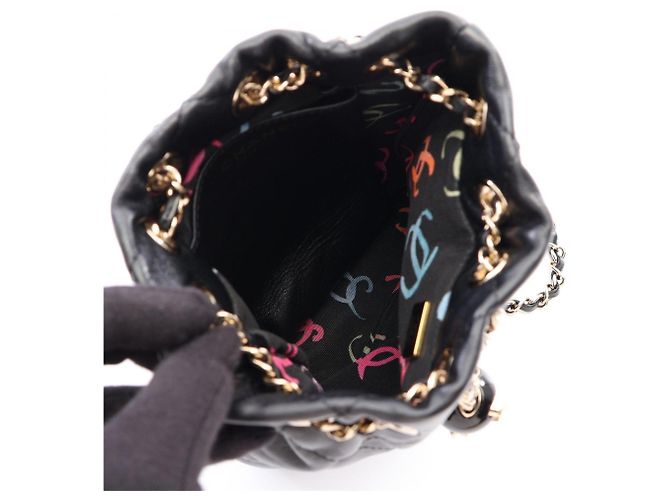 Zaino/Borsa Chanel Matelassé in pelle di agnello nera Nero - vista 3