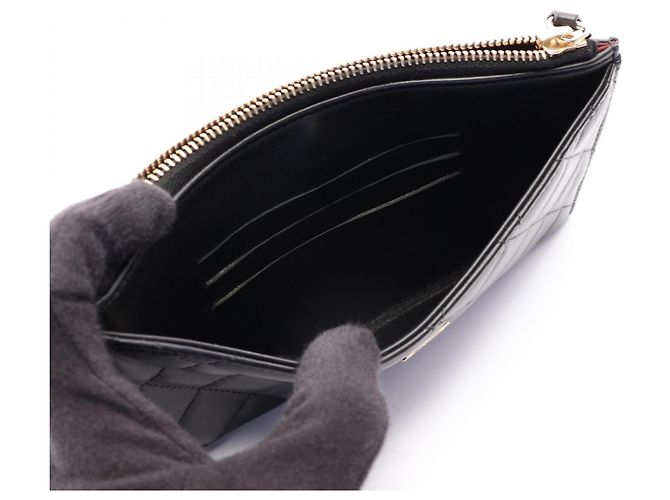 Borsa/Pouch Chanel Matelassé in pelle d'agnello nera Nero - vista 4