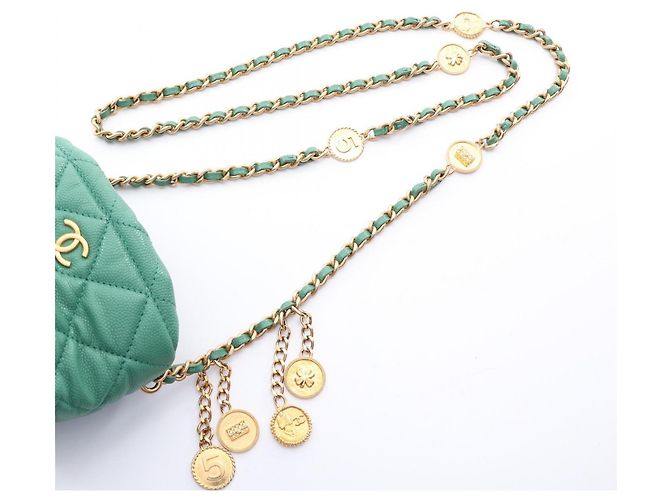Timeless Borsa mini bucket Chanel Matelassé con coulisse in Green Verde - vista 6