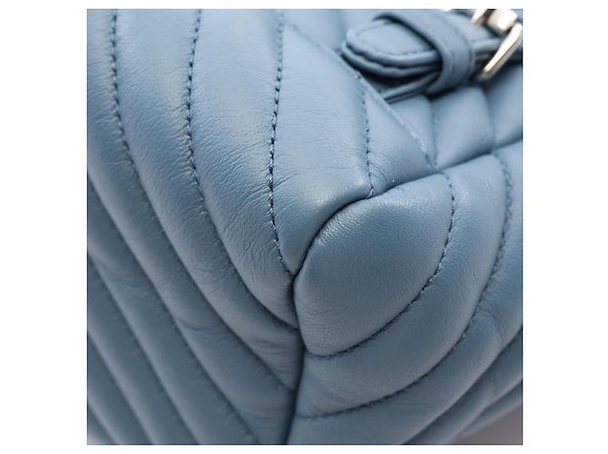 Zaino/Borsa Chanel Chevron V-stitch Blu - vista 7