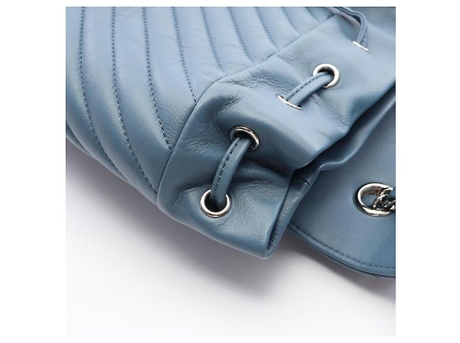 Zaino/Borsa Chanel Chevron V-stitch Blu - vista 8