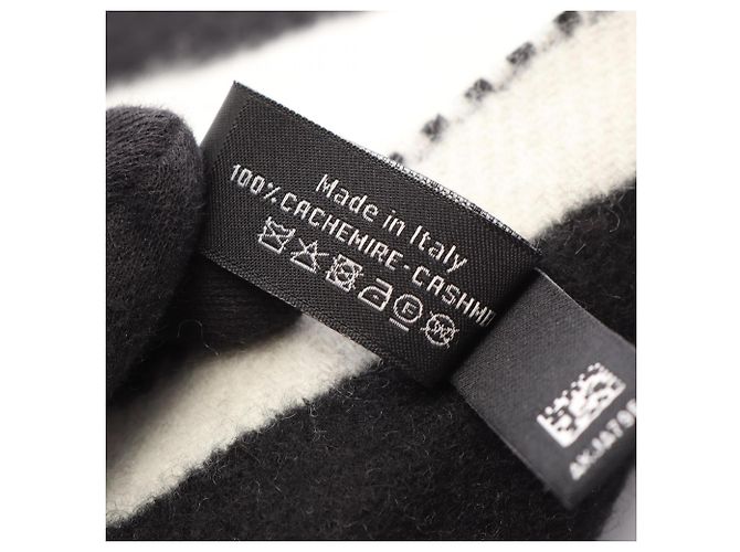 Chanel Coco Mark Kaschmir-Schal Schwarz Weiß - Ansicht 3