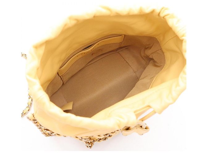 Chanel Coco Mark Schultertasche mit Kordzug Gelb - Ansicht 3