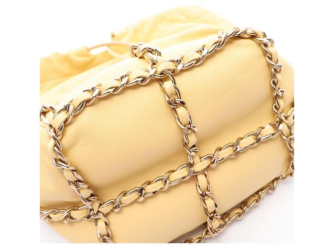 Chanel Coco Mark Schultertasche mit Kordzug Gelb - Ansicht 7