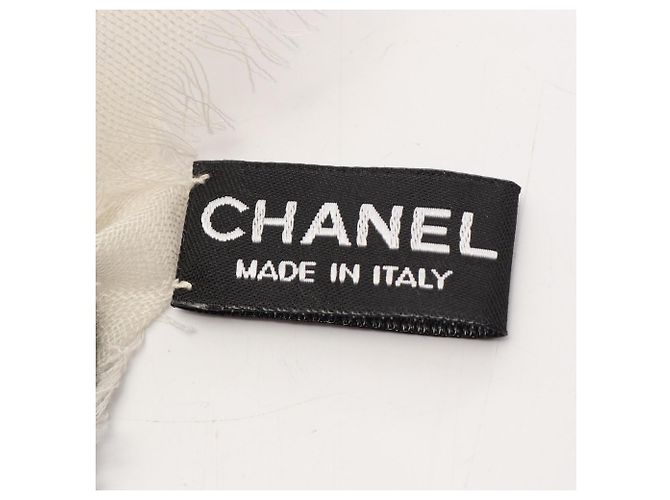 Stola in seta Chanel Coco Mark Logo Marrone Nero Crudo - vista 2