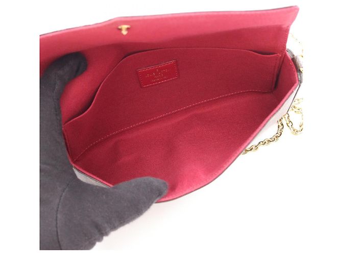 Borsa a tracolla Louis Vuitton Pochette Felicie Monogram Fuchsia Marrone Fuschia Monogramma - vista 3