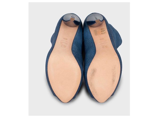 Alexander McQueen Blue Leather Wedge Open Toe Boots Sz.39,5 Gebraucht - Ansicht 5