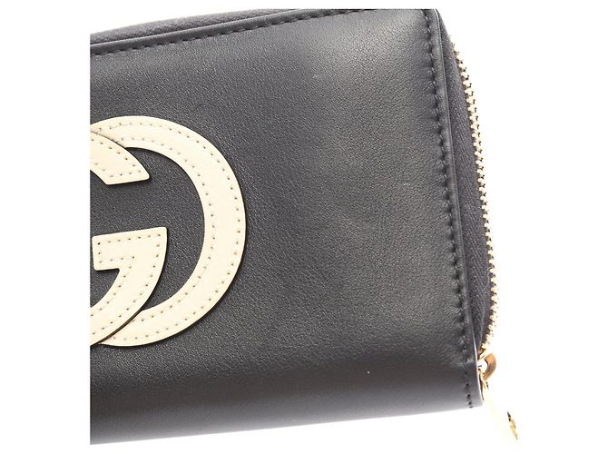 Cartera larga de cuero negro/ivory Gucci Crudo - vista 6