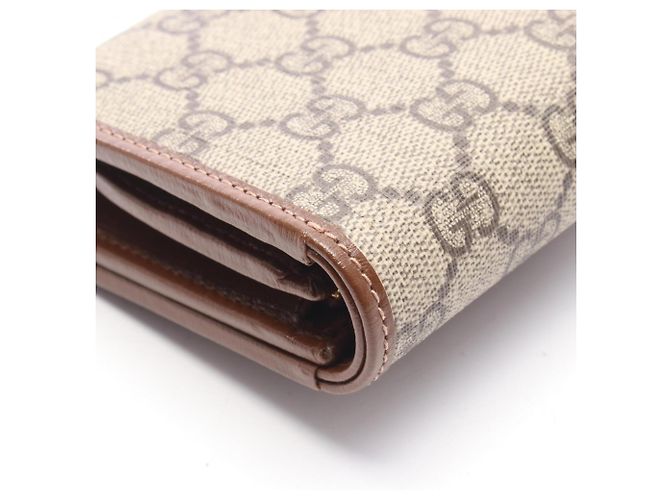 Billetera bi-fold Gucci Horsebit GG Supreme Castaño Beige - vista 6