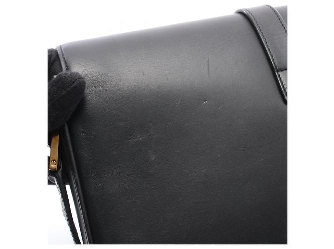 Autre Marque Borsa a tracolla in pelle nera Yves Saint Laurent Paris Universite Nero - vista 11