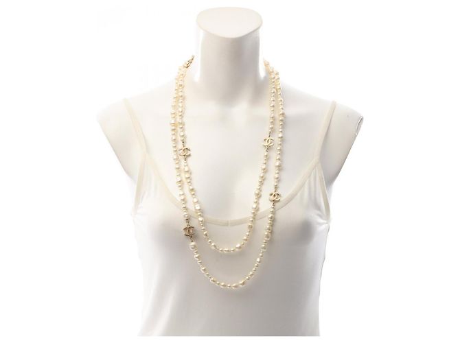 Collar Coco Mark 12C de Chanel Blanco Dorado - vista 5