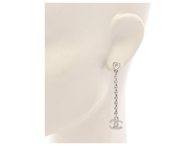Chanel C25S Coco Mark Heart Ohrringe Silber - Ansicht 4