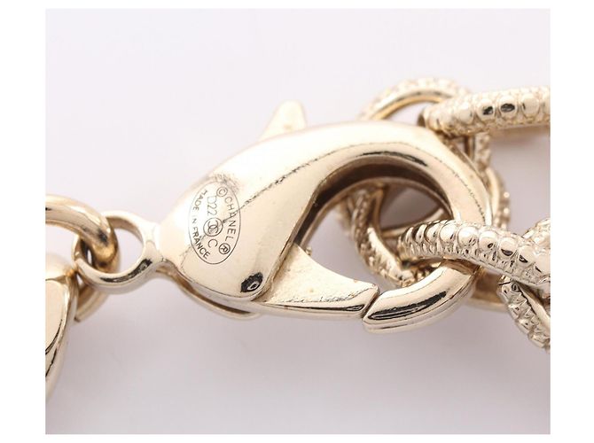 Chanel D22C Coco Mark Padlock Motif Double Choker Negro Blanco Dorado - vista 4
