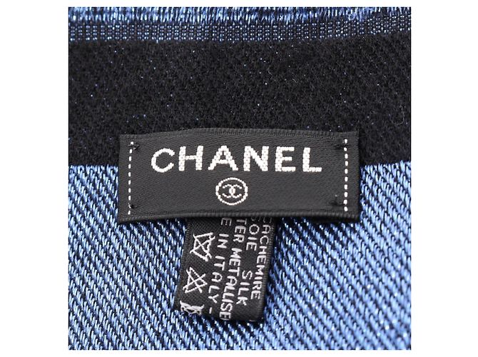 Stola Chanel Coco Mark in seta e cashmere Nero Multicolore - vista 3