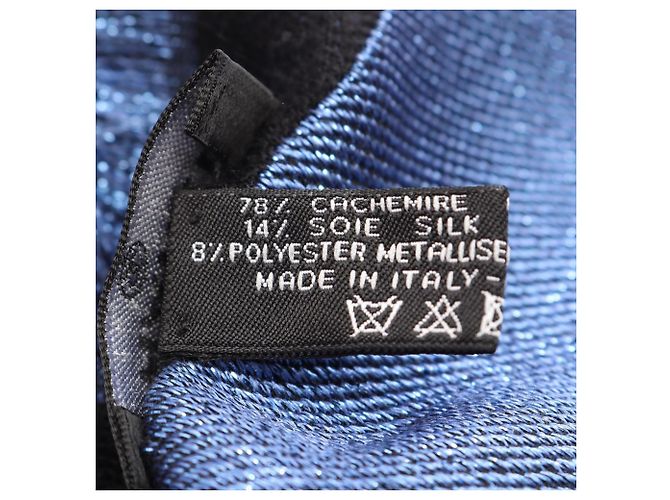 Stola Chanel Coco Mark in seta e cashmere Nero Multicolore - vista 4