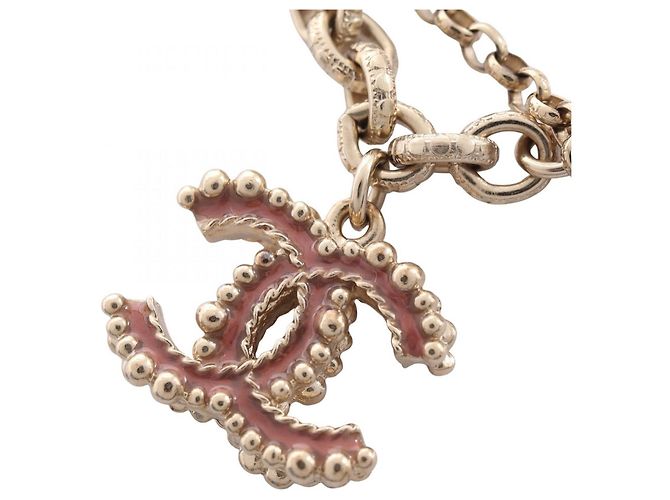 Pulseira Charm Coco Mark da Chanel Rosa Branco Dourado - vista 3