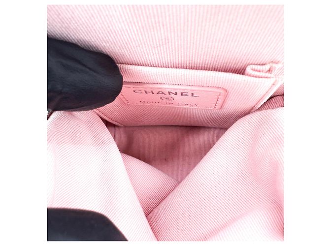 Clutch Chanel CC Frame com corrente em pele de cordeiro acolchoada e plexiglass Bege - vista 5