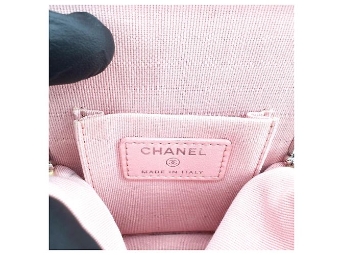 Clutch Chanel CC Frame com corrente em pele de cordeiro acolchoada e plexiglass Bege - vista 6