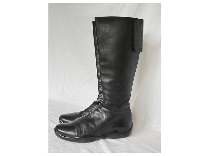 Prada Black Leather Knee-High Boots - view 2