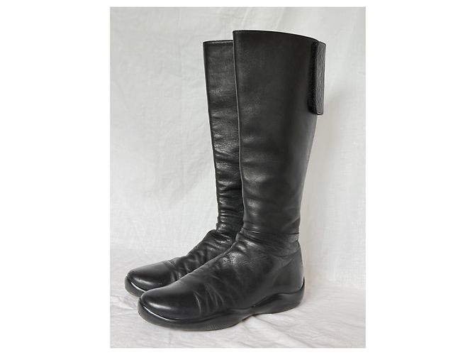 Prada Black Leather Knee-High Boots - view 3