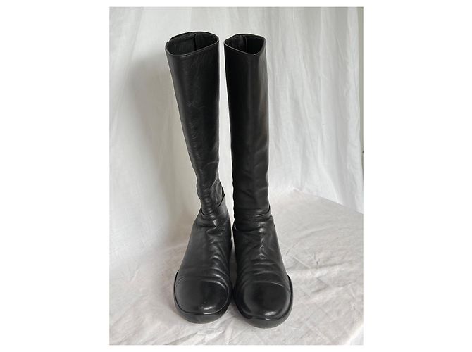 Prada Black Leather Knee-High Boots - view 4