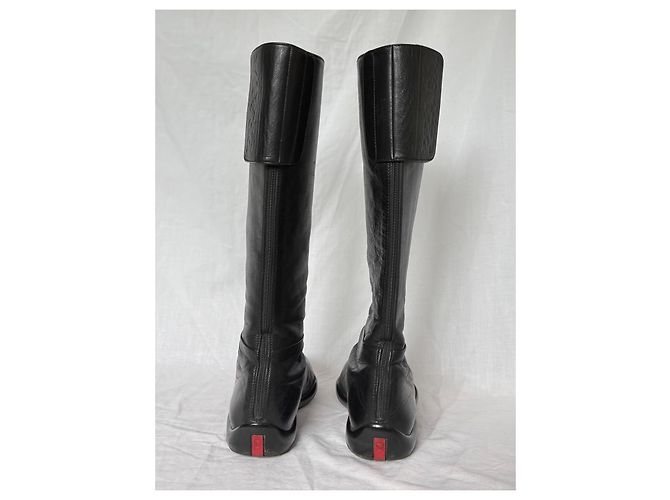 Prada Black Leather Knee-High Boots - view 6