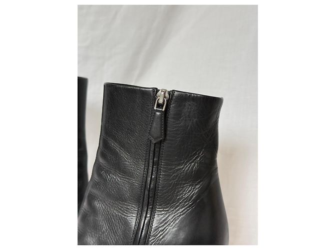 Prada Biker-Stiefeletten mit Plateau aus schwarzem Leder - Ansicht 7