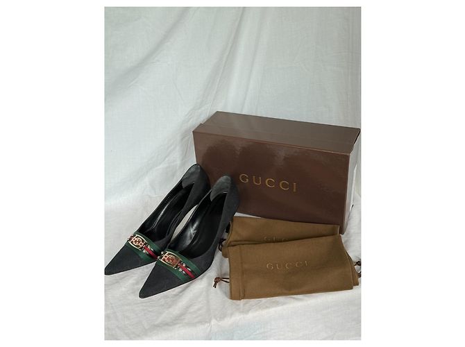 Gucci GG Monogramm-Canvas-Pumps mit Web-Detail Schwarz - Ansicht 2