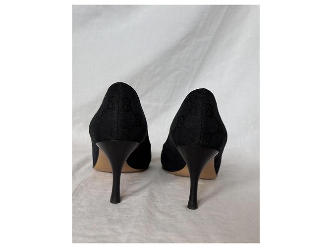 Gucci GG Monogramm-Canvas-Pumps mit Web-Detail Schwarz - Ansicht 8