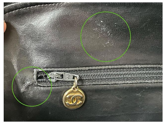 Borsa Tote Chanel CC in Pelle Caviar Nera Nero - vista 11