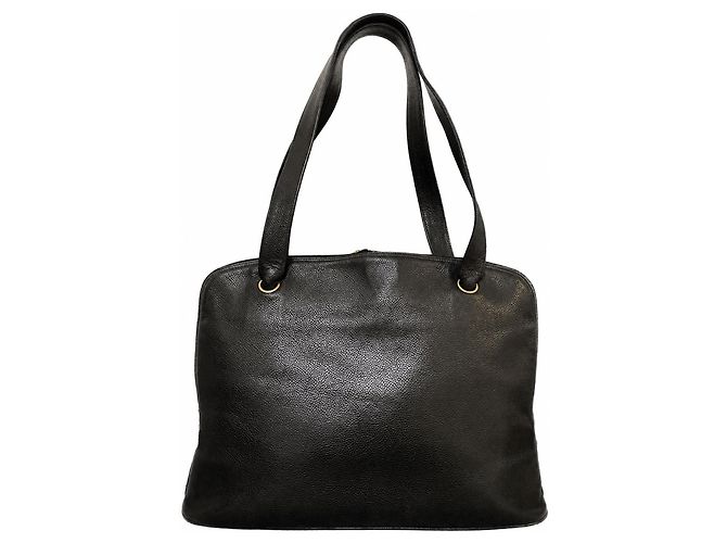 Borsa Tote Chanel CC in Pelle Caviar Nera Nero - vista 2