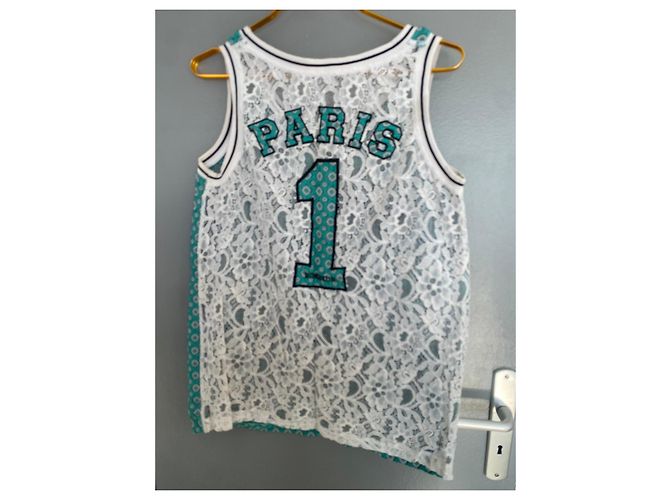 Autre Marque Gaëlle Top sin mangas de encaje y algodón Blanco Verde - vista 10