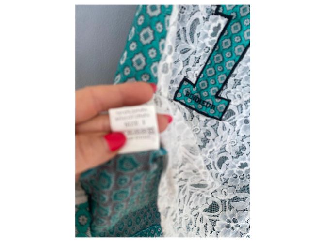 Autre Marque Gaëlle Top sin mangas de encaje y algodón Blanco Verde - vista 8
