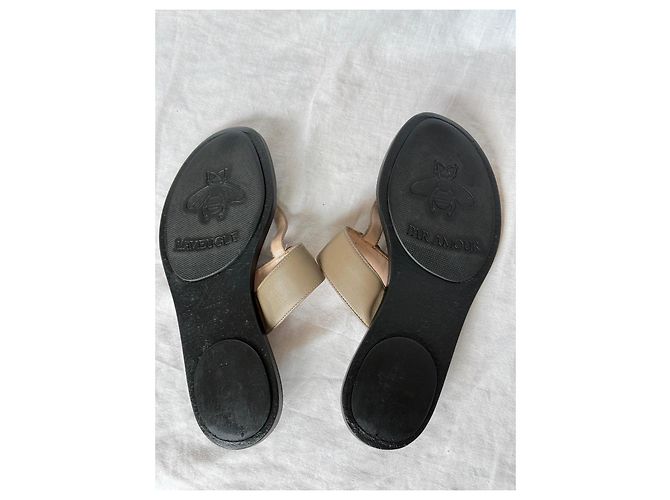 Sandali thong Gucci Double GG Marmont Beige Nero D'oro - vista 9
