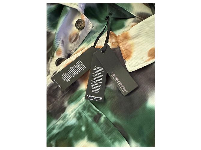 Autre Marque Camicia Messagerie Green Flag in cotone tie-dye Marrone Bianco Verde Grigio - vista 2