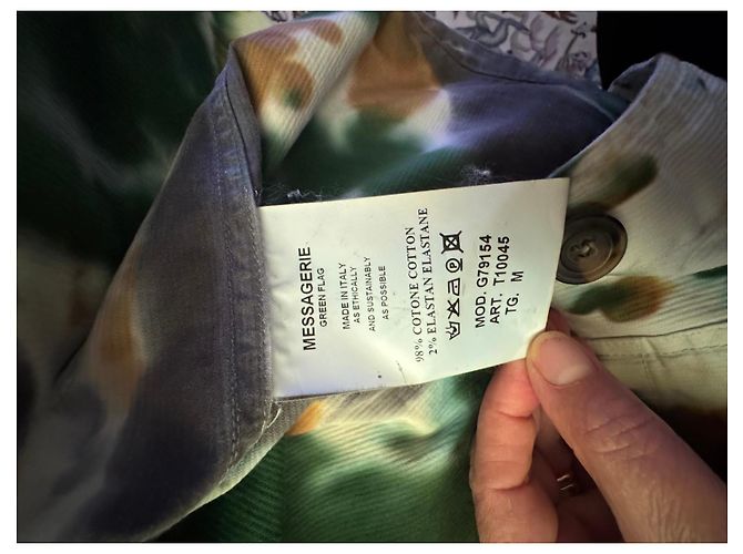 Autre Marque Camicia Messagerie Green Flag in cotone tie-dye Marrone Bianco Verde Grigio - vista 4