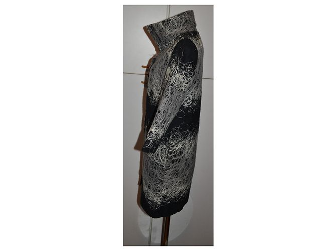 Abrigo de lana Anna Sui estampado abstracto Negro Blanco Gris - vista 3