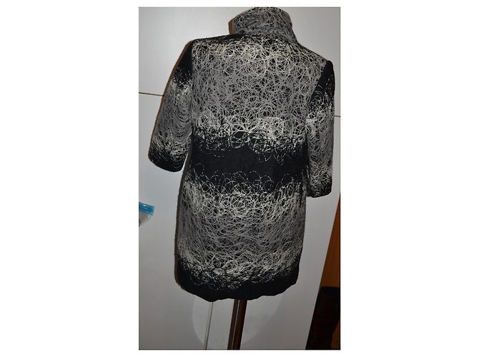 Abrigo de lana Anna Sui estampado abstracto Negro Blanco Gris - vista 4