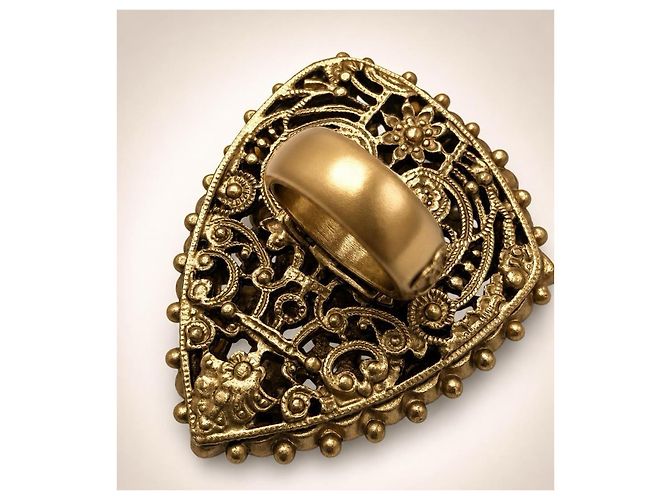 Anello Chanel Gripoix Saint Tropez Marrone Bianco D'oro - vista 7