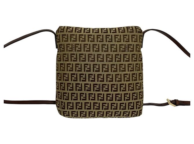 Fendi Vintage Zucchino FF Pattern Schultertasche Braun - Ansicht 3