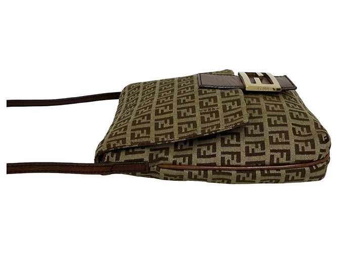 Fendi Vintage Zucchino FF Pattern Schultertasche Braun - Ansicht 5