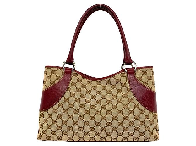 Gucci Tote Bag aus Leder und Canvas mit GG-Logo-Muster Braun - Ansicht 3